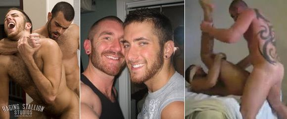 Porn star RJ Danvers with Damien Crosse and Geoffrey Paine