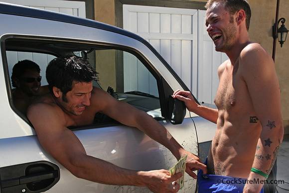 Leo Giamani Pat Bateman Jeremy Bilding gay sex car wash ORGY