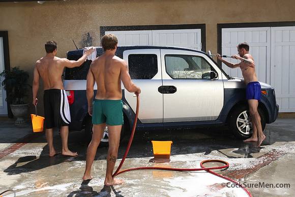 Leo Giamani Pat Bateman Jeremy Bilding gay sex car wash ORGY