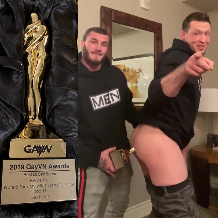 700px x 700px - GayVN Trophy Up the Ass Challenge: Gay Porn Star Pierce Paris Has William  Seed Stick The Trophy Up His Butt Hole